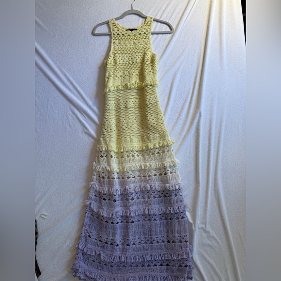 Maje Yellow and Lavender Crochet-knit maxi dress - Picture 5 of 8